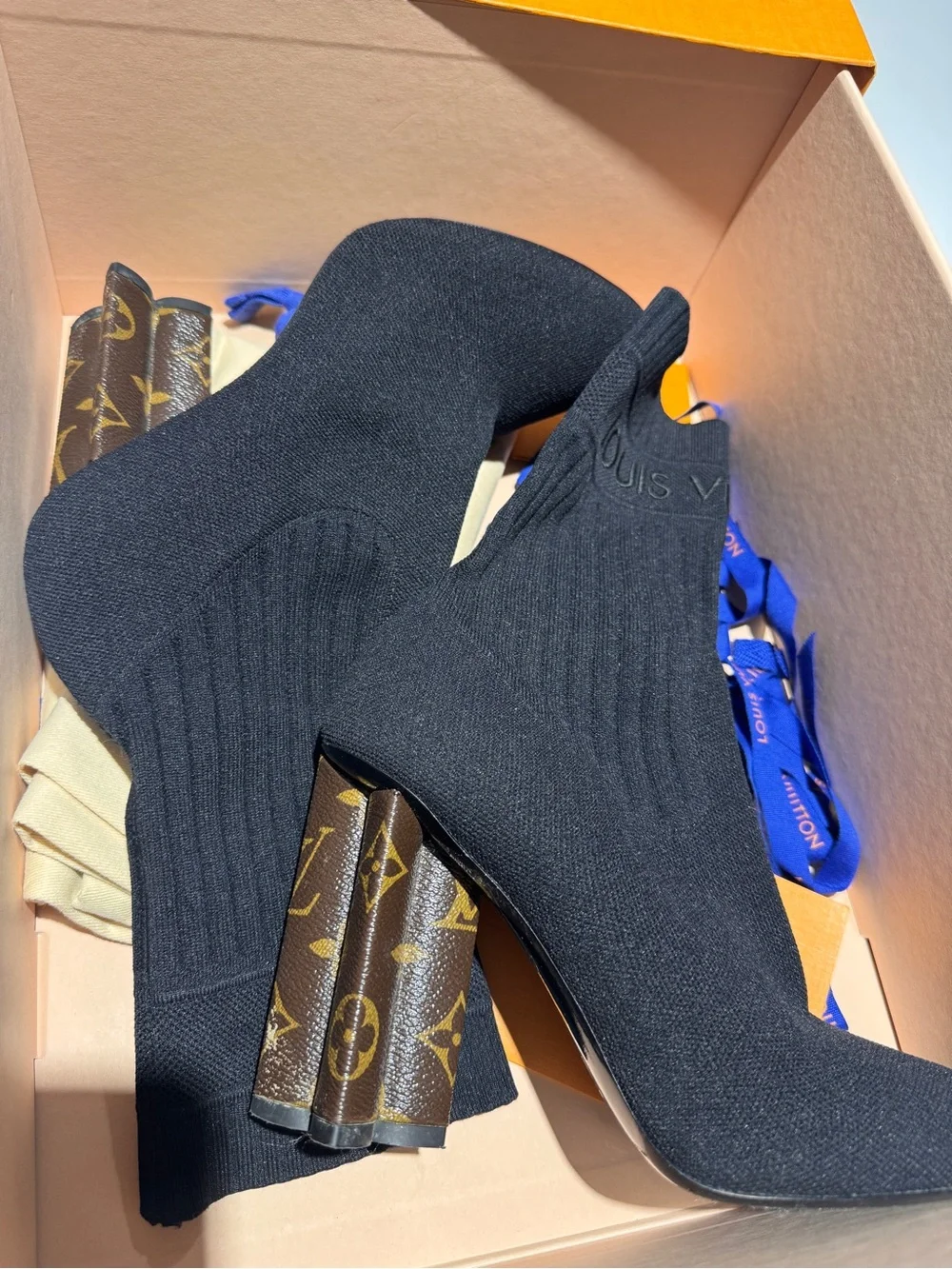 Louis Vuitton Black Knit Silhouette Ankle Boots